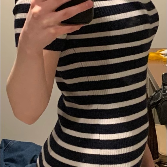 Navy-Blue and White Striped Dress. - Picture 4 of 5